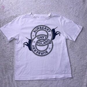 Burberry White Tee with Navy Logo